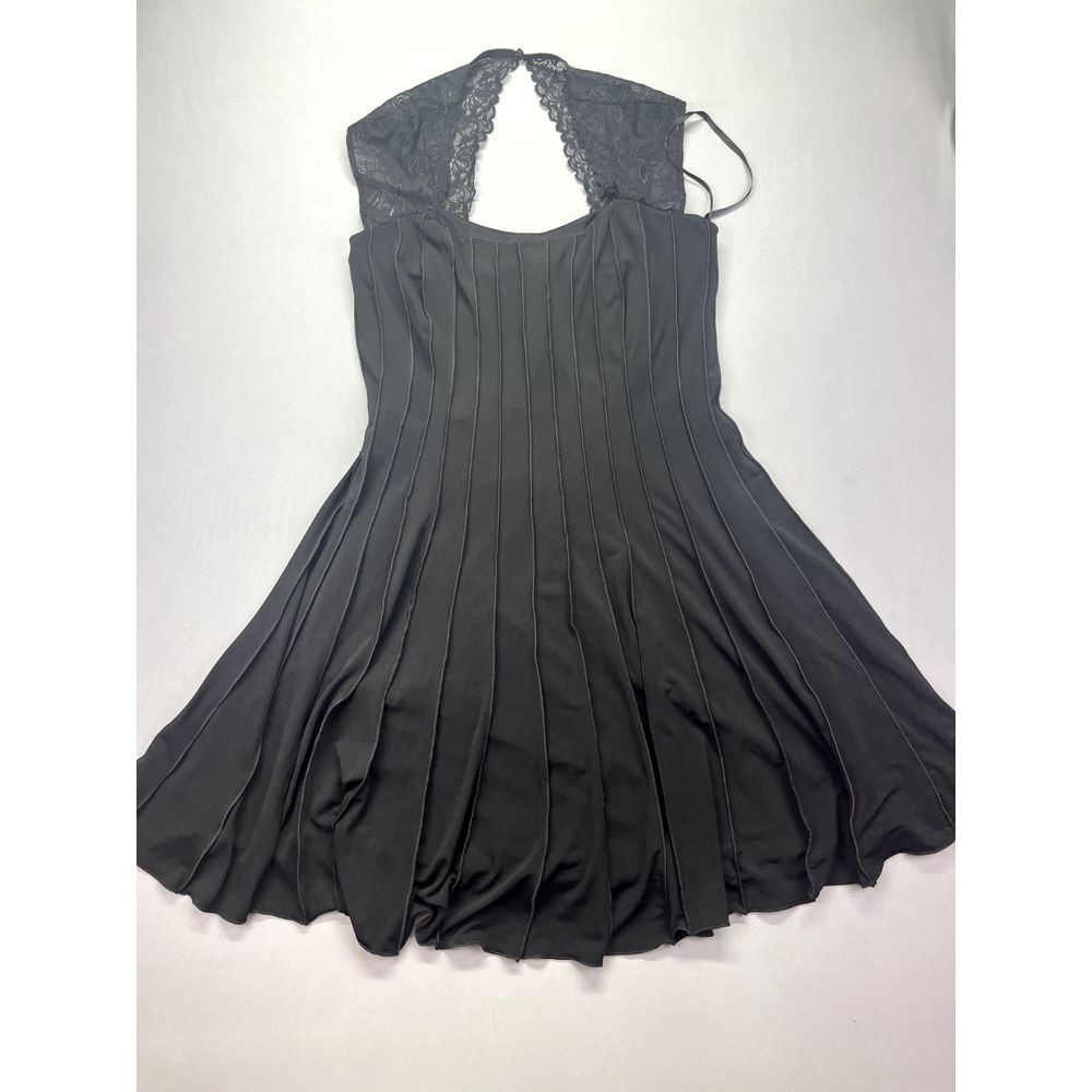 Liz Minelli Accordian Pleated Midi Dress‎ Sz XL Women Black Hiboost Vestidos